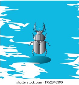 insects, cockroach. Gray. vector image with blue background