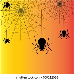 Insects, corners and fibers with orange background.vector illustration.