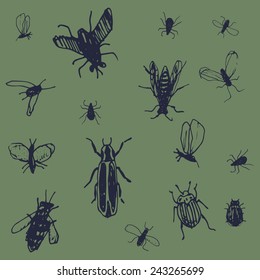 insects doodle set