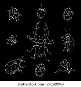 insects doodle set. Vector illustration