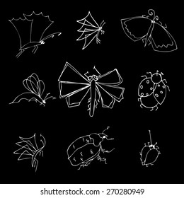 insects doodle set. Vector illustration