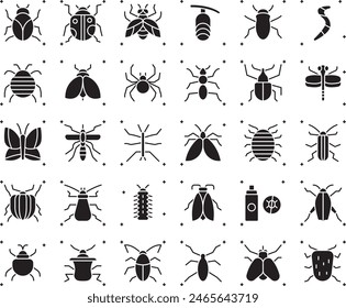 Insects fill icon set vector design illustration stock