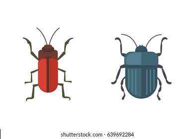 insects, flat style vector design icons. Collection nature beetle and zoology cartoon illustration. Bug icon wildlife concept.