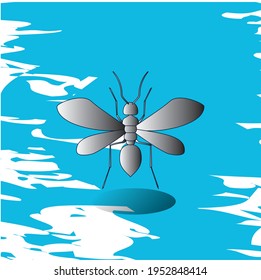 insects, fly, mosquito. Gray. vector image with blue background