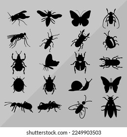  insects icon set design with beetle