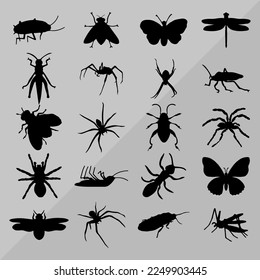  insects icon set design with butterfly