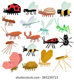 Insects icon set. Flat design Vector Illustration