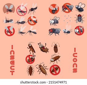 insects icon vector pack eps