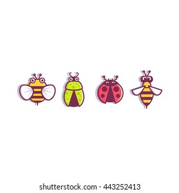 Insects icons web bee, wasp, ladybug, beetle