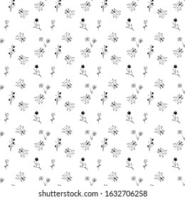 Insects linear pattern - vector seamless texture or background with bugs and beetles in thin line style