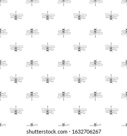 Insects linear pattern - vector seamless texture or background with bugs and beetles in thin line style