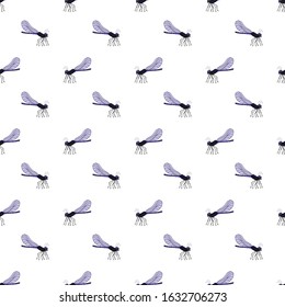 Insects linear pattern - vector seamless texture or background with bugs and beetles in thin line style