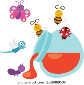 Insects lovers sweet drink vector