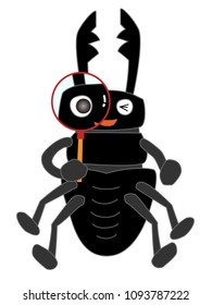 Insects are observing with a magnifying glass.
