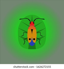 insects on the leaves illustration . animal illustration