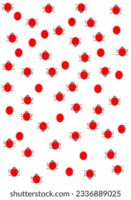 Insects on a white background interspersed with red dots.