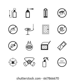 Insects and pest control vector pictograms. Pest insect mosquito, illustration of stop mouse