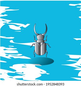 insects, pincer beetle. Gray. vector image with blue background