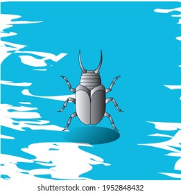 insects, pincer beetle. Gray. vector image with blue background