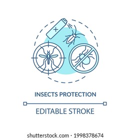 Insects protection concept icon. Summer vacation safety abstract idea thin line illustration. Mosquito-borne diseases prevention. Vector isolated outline color drawing. Editable stroke