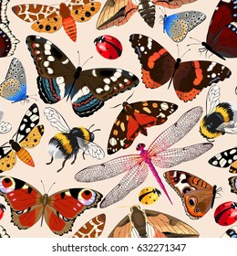 Insects seamless pattern