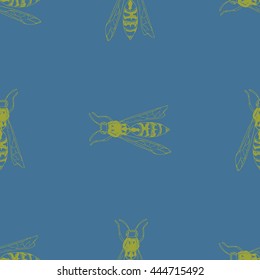 Insects seamless vector pattern. Nature beauty.