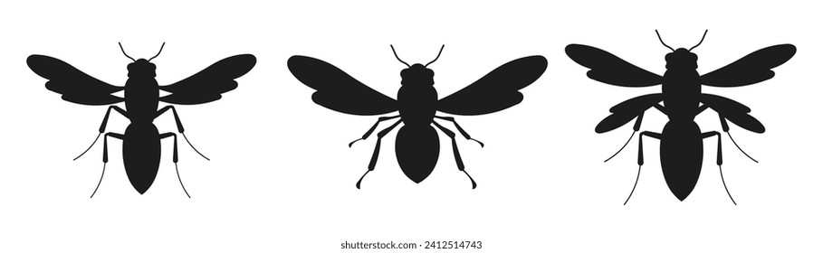 Insects set flat icon. Wasp set symbol design vector ilustration.