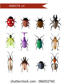 Insects set. Set of insects on white background. Vector insects