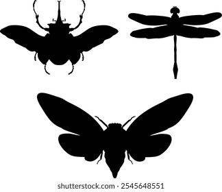 Insects silhouette collection vector art