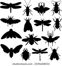 Insects silhouette collection vector art