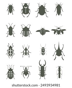 insects silhouette. insects flat icon vector 