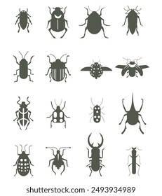 insectos silueta. insectos Vector plano 