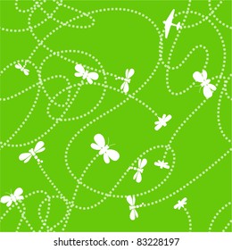 Insects trajectories seamless background