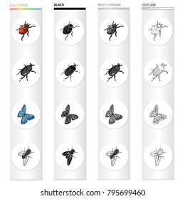 Insects, useful, harmful, and other web icon in cartoon style.Nature, ecology, view, icons in set collection.