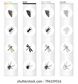 Insects, useful, harmful, and other web icon in cartoon style.Nature, ecology, view, icons in set collection.