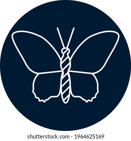 insects, vector image in white lines with circular background in dark tone.