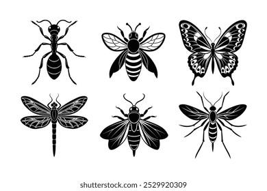 Insects Vector Silhouette Collection – High-Quality Insect Silhouettes for Design