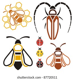 Insects-icons, Flat style, objects