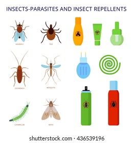 Insects-parasites And Pests. Insect Repellent Isolated On White.