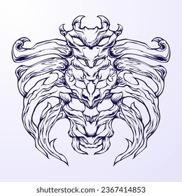 The insect-themed monster face illustration is suitable