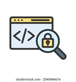 Insecure Code icon vector image. Can also be used for Physical Fitness. Suitable for mobile apps, web apps and print media.