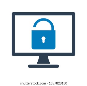 Insecure computer protection icon. Flat style vector EPS.