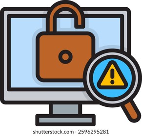Insecure Icon Lineal Color Vector Illustration