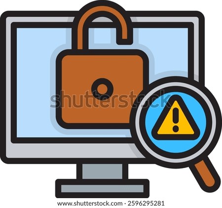 Insecure Icon Lineal Color Vector Illustration