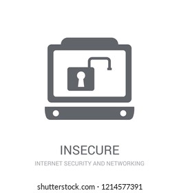 Insecure icon. Trendy Insecure logo concept on white background from Internet Security and Networking collection. Suitable for use on web apps, mobile apps and print media.