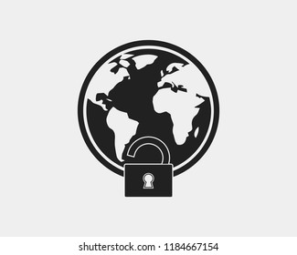 Insecure internet connection  Icon on gray background. 