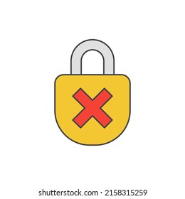 Insecure, unsafe icon in color icon, isolated on white background 