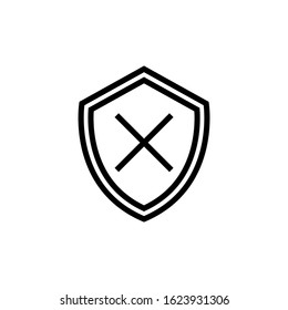 Insecure Vector Icon, Flat Vector Insecure Icon Symbol  In Outline, Lineart Style On White Background