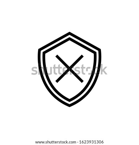 Insecure vector icon, Flat vector insecure icon symbol  in outline, lineart style on white background