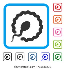 Insemination icon. Flat grey iconic symbol in a light blue rounded squared frame. Black, gray, green, blue, red, orange color versions of Insemination vector. Designed for web and app user interface.